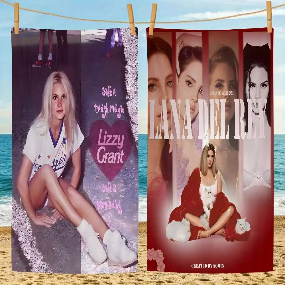 Black And Pink Lana Del Rey Microfiber Blanket Quick Drying Beach Towels Oversized Printing Super Absorbent Pool Towel Blanket