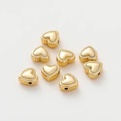 5pcs/lot 14K/18K Gold Plated Brass Love Heart Spacer Beads Handmade DIY Bracelet Jewelry Accessories Beaded Material Findings