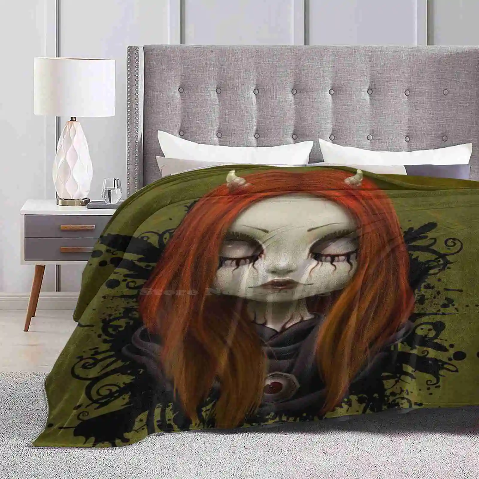 Haunted New Arrival Fashion Leisure Warm Flannel Blanket Demon Godess She Devil Girl Sexy Halloween Spooky Haunted Hallows Eve