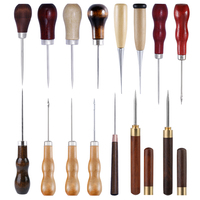 KRABALL Wooden Handle Awl Leather Punching Awl Sewing Stitching Tool For DIY Handmade Stitcher Needlework Shoes Bag Repair Tool