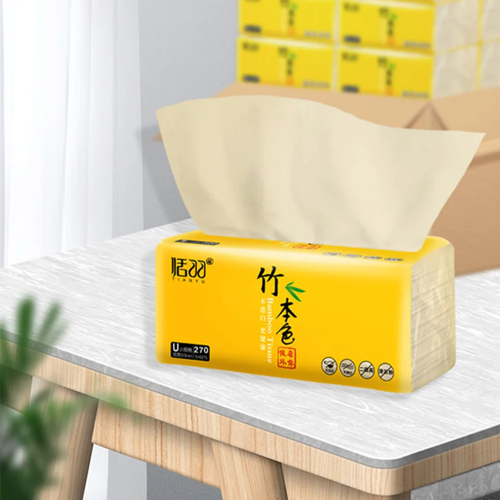 3 Bags of 810 Sheets Paper Extraction Flexible Napkin Bamboo Tissue Facial Cleaning Towel Disposable Dry and Wet Tissue Yellow (