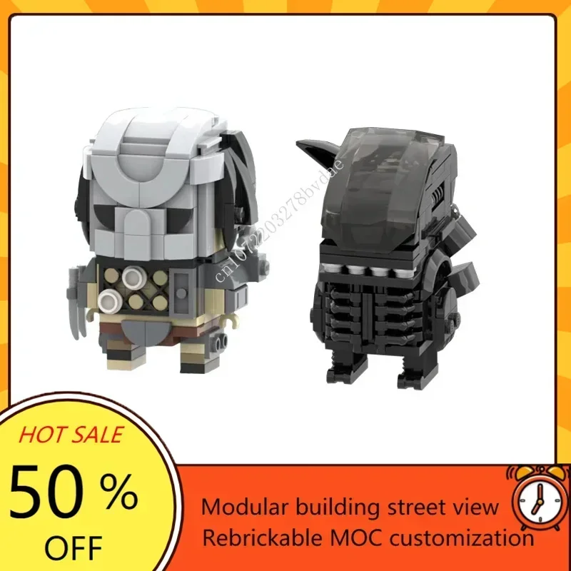 

MOC Famous Science Movie Character Predators And Monster Robot Brickheadz Building Blocks Cartoon Figures Toys Holiday Gifts