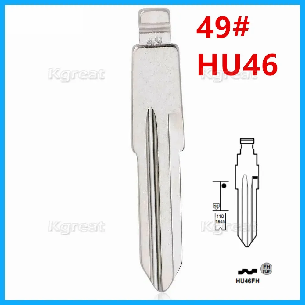 

10pcs 49# Flip KD Remote Key Blade HU46 HU46FH Left Side Metal Uncut Blank for Opel Chevrolet,Holden for Keydiy KD Xhorse VVDI