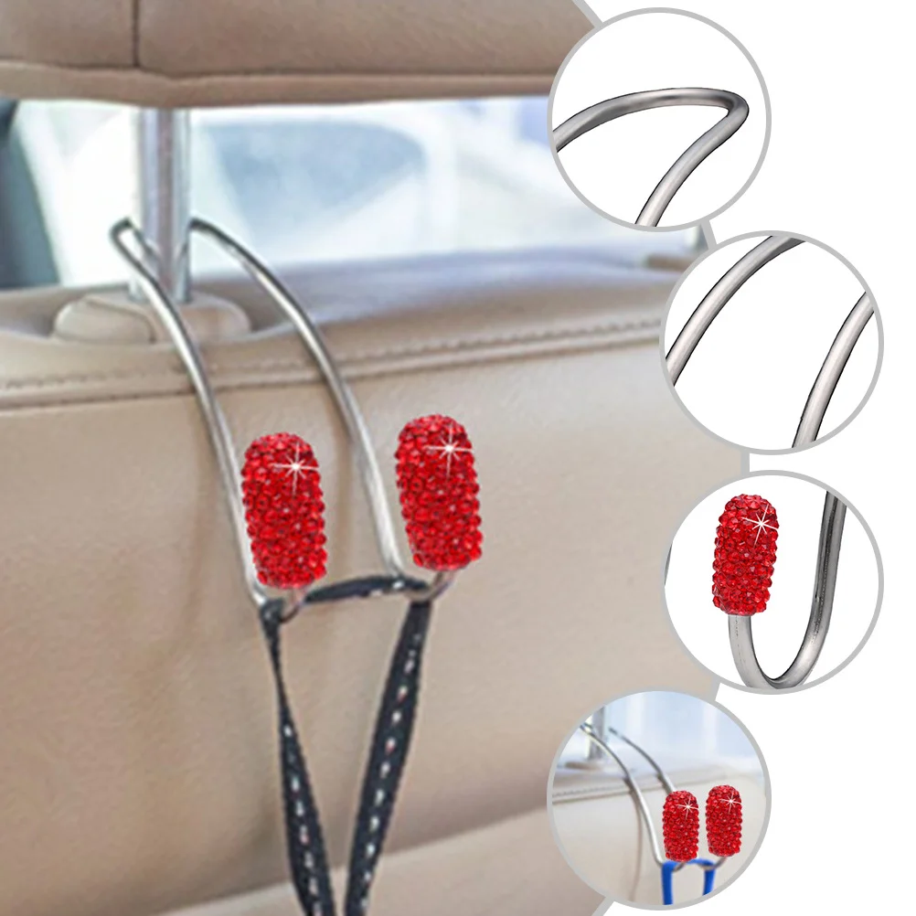 

2Pcs Car Hooks Stainless Steel Strong Bearing Capacity Double Back Seat Hanger Storage Holder for Clothes Bags Umbrella