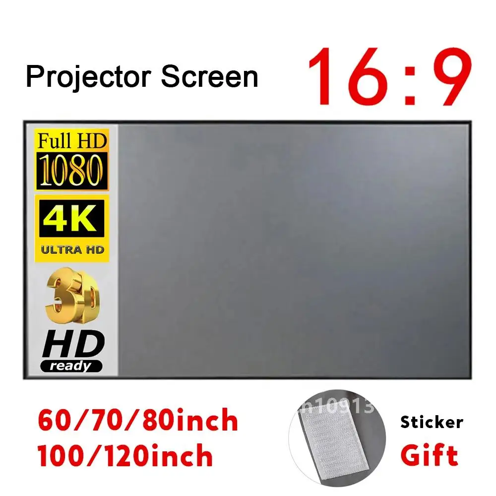 Portable Projector Screen Simple Curtain Anti-Light 60 70 80 100 120 Inches Projection Screens for Home Outdoor Office Projector