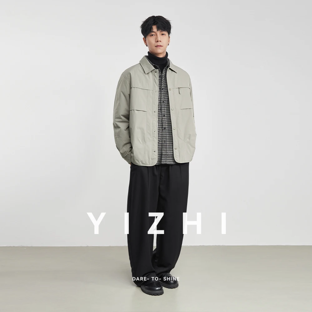 أزياء الرجال الرجعية التلبيب سترة قطن 2025 الخريف والشتاء جديد بلون الأعمال عارضة سترة قطن