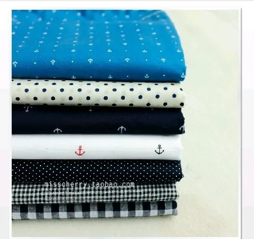 Marineblau Chic Segeln Wind Gedruckt Baumwolle Stoff Viertel Bündel DIY Patchwork Quilten Puppe Spielzeug Bettwäsche Tecido 42*50 cm 7 stücke – Detail 1