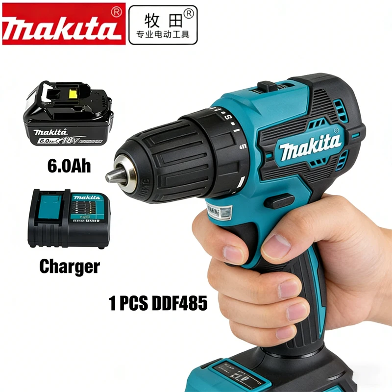 

Аккумулятор Аккумуляторная бесщеточная дрель-шуруповерт Makita DDF485 10 мм, компактная, многофункциональная, ударная, перезаряжаемая
