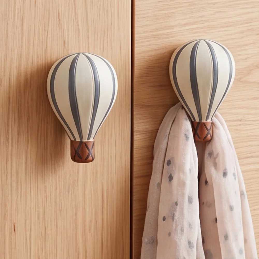 Resin Blue Striped Hot Air Balloon Knob Decorative Look Vintage Drawer Handles for Home Decore Kitchen Hardware Cupboard Glass
