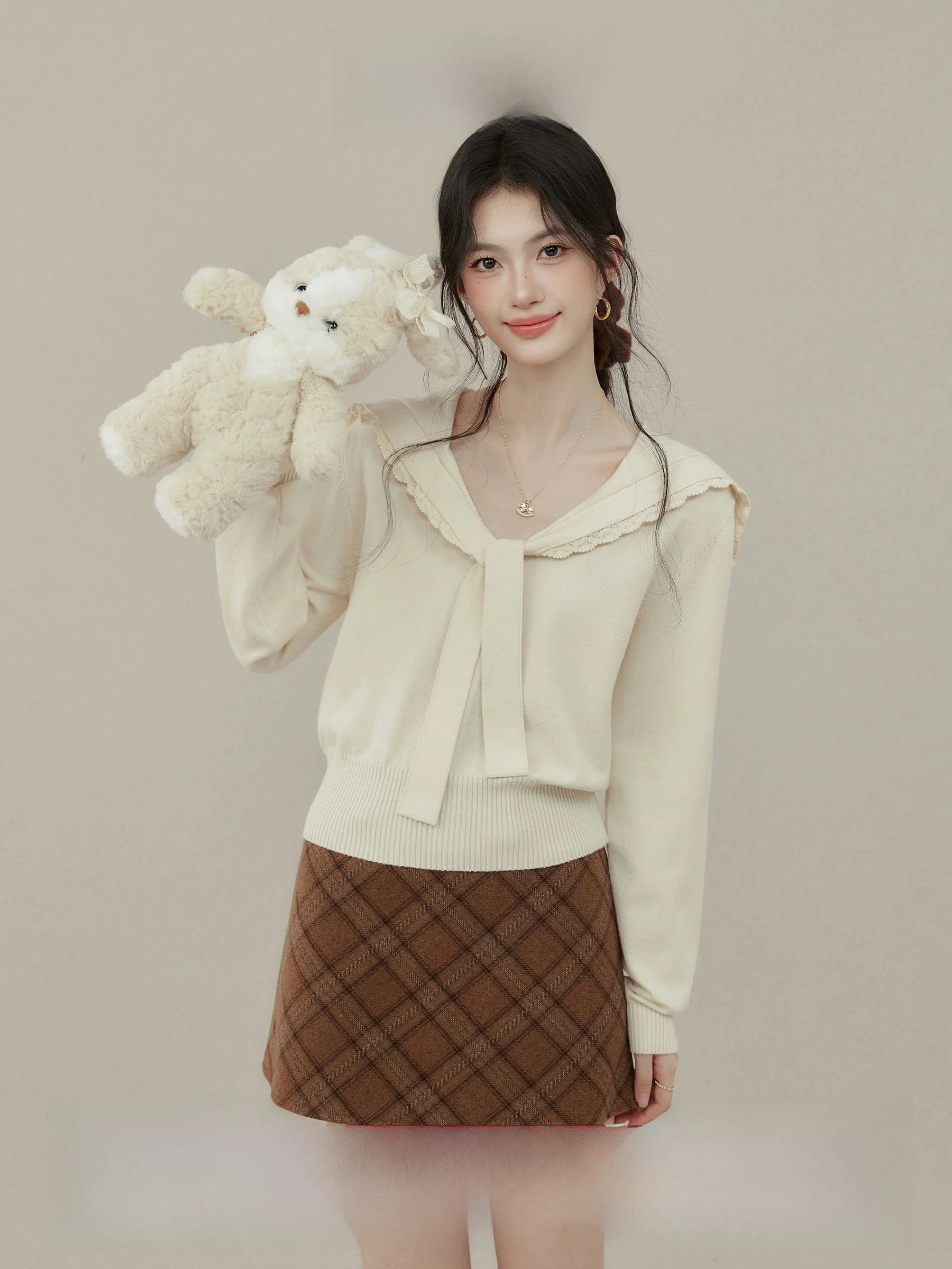 

Вязаный свитер с воротником-стойкой и поясом, женская базовая одежда, осенне-зимний модный приталенный топ с длинными рукавами