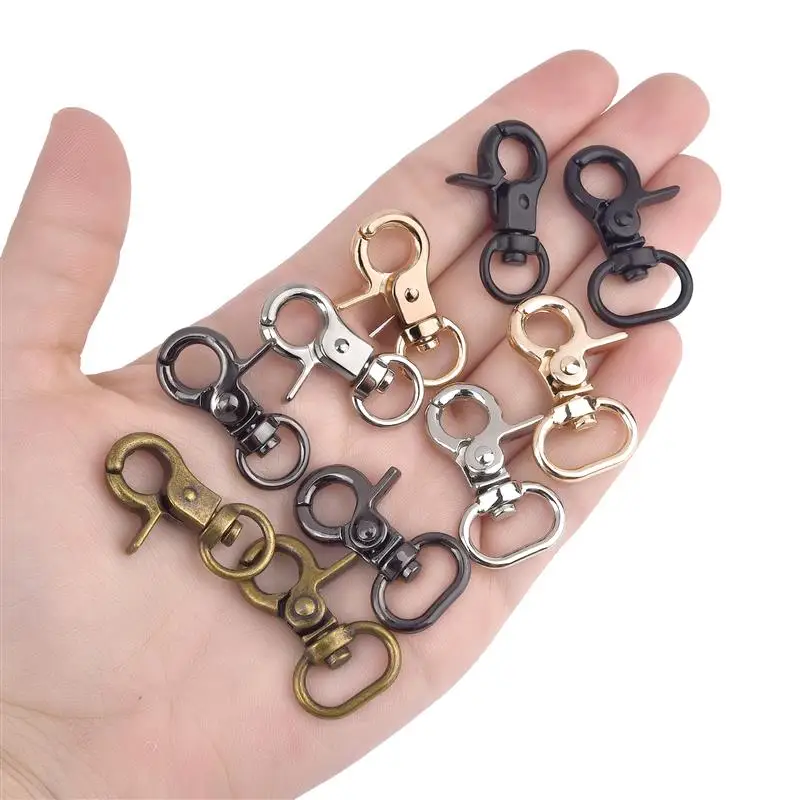 10pcs/Bag Swivel Clasps Round Rings Alloy Metal Silver Lanyard Snap Hooks Clip Hook For Keychain Bag Key Rings Jewelry Making