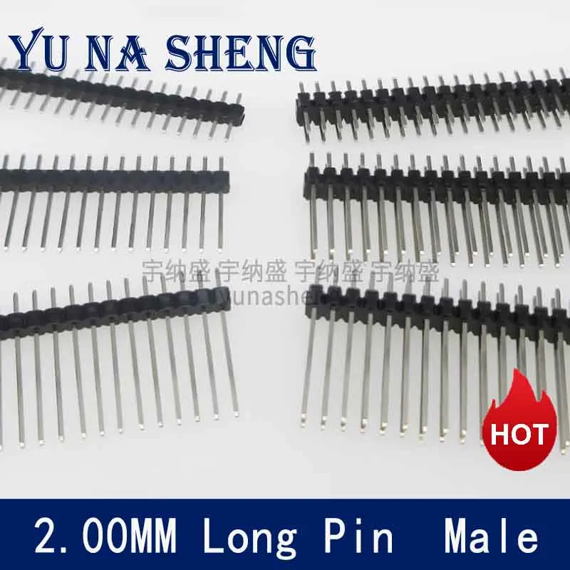 2.0mm pitch Double Row long pin Male Connector PCB Board Pin Header length 8.7/10/11/12/13/14/15/17/19/21mm 1x3/4/6/7/8/9/10/40p