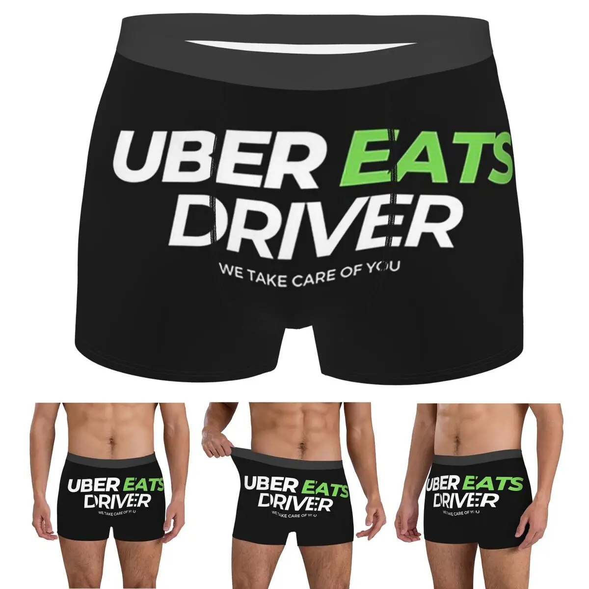 الملاكم السراويل السراويل Uber أكل سائق شعار توصيل الطعام سائق سراويل الذكور تهوية الملابس الداخلية ل أوم رجل صديقها هدية