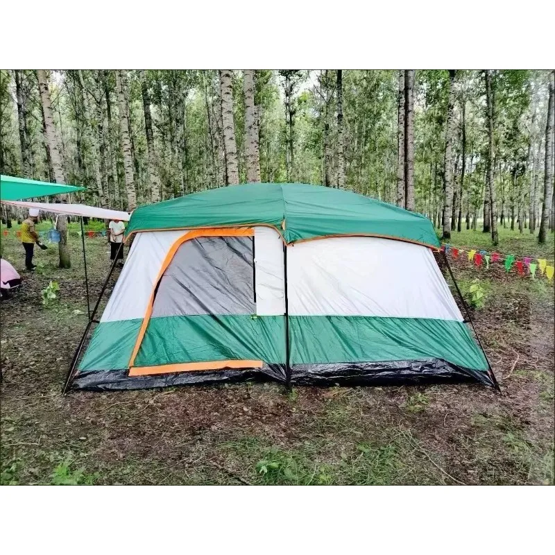 Alltel Oxford Cloth Thickened Rainstorm 6-12People Glaming Tent 2Rooms 1Hall Multi-person Double-decker Outdoor Camping Tourist