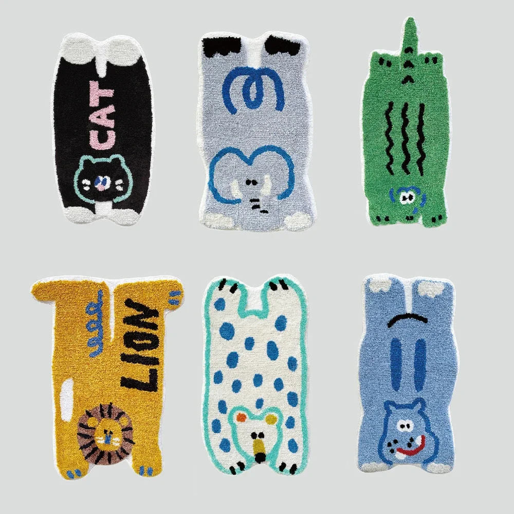 

1pc Cartoon Animals Imitation Cashmere Non-slip Mat Carpet Thin Absorbent Bath Mat Washable Shower Bathroom Decoration Gift Mat