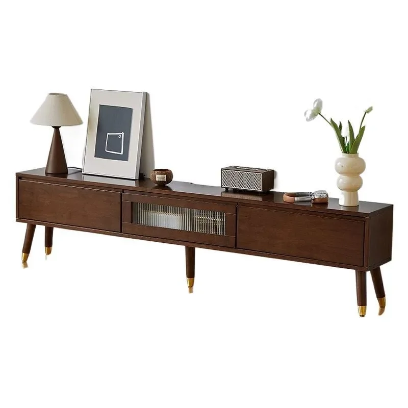 Solid Wood TV Cabinet Floor Standing Modern Simple Low Console Table Small Apartment Living Room Bedroom Storage Locker