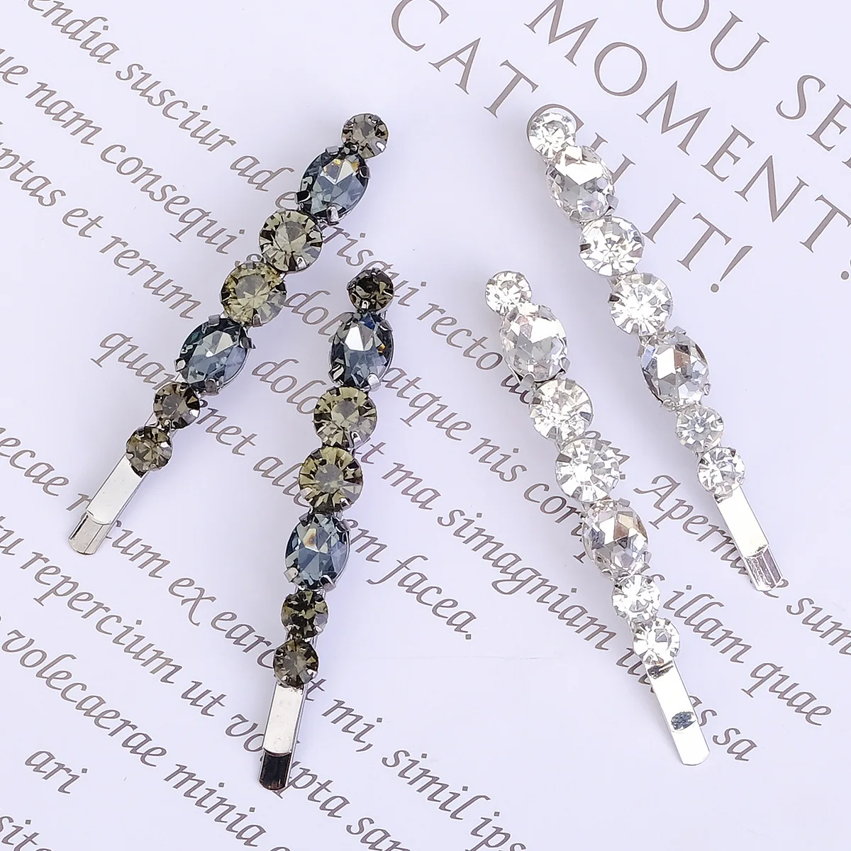 Nowa biżuteria kryształowa spinki do włosów ins zaawansowane wyczucie Rhinestone klip ze słowem moda proste diamentowe akcesoria do włosów dla kobiet