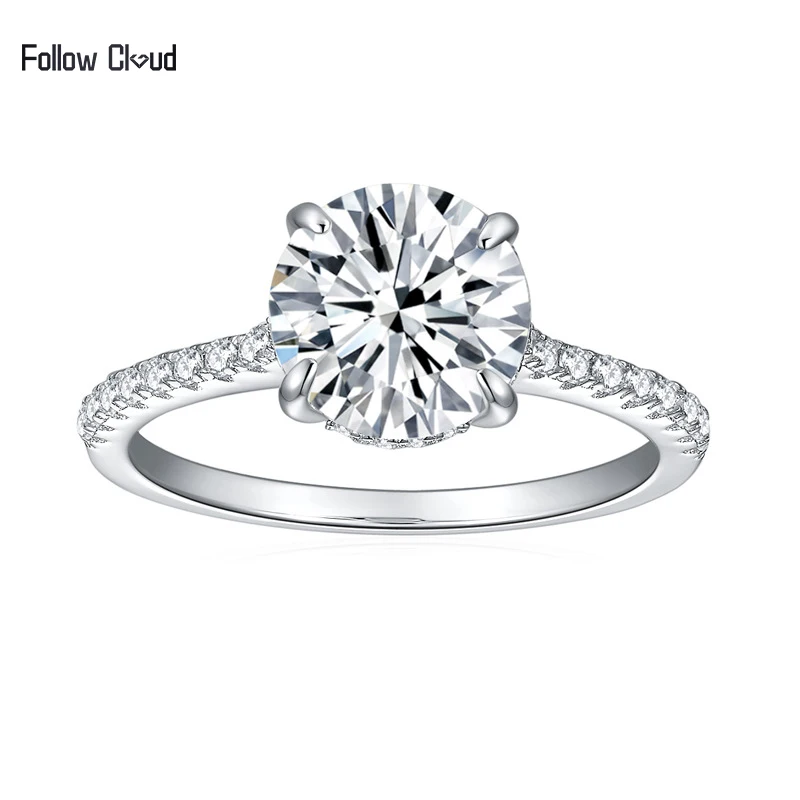 

Follow Cloud 1-3ct Moissanite Classic Four Paws Wedding Ring for Women 925 Sterling Silver Round Diamond Engagement Rings Gift