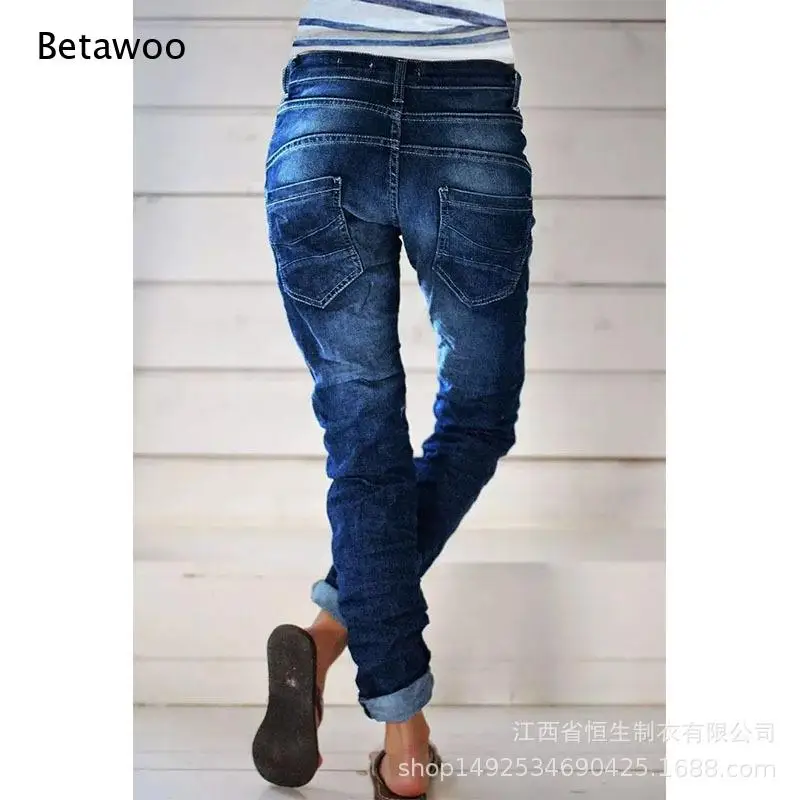 Button Relaxed Slim Denim Pants Twisted Seam Leg Design Soft Washed Fabric for Casual Vacation Daily Outfits