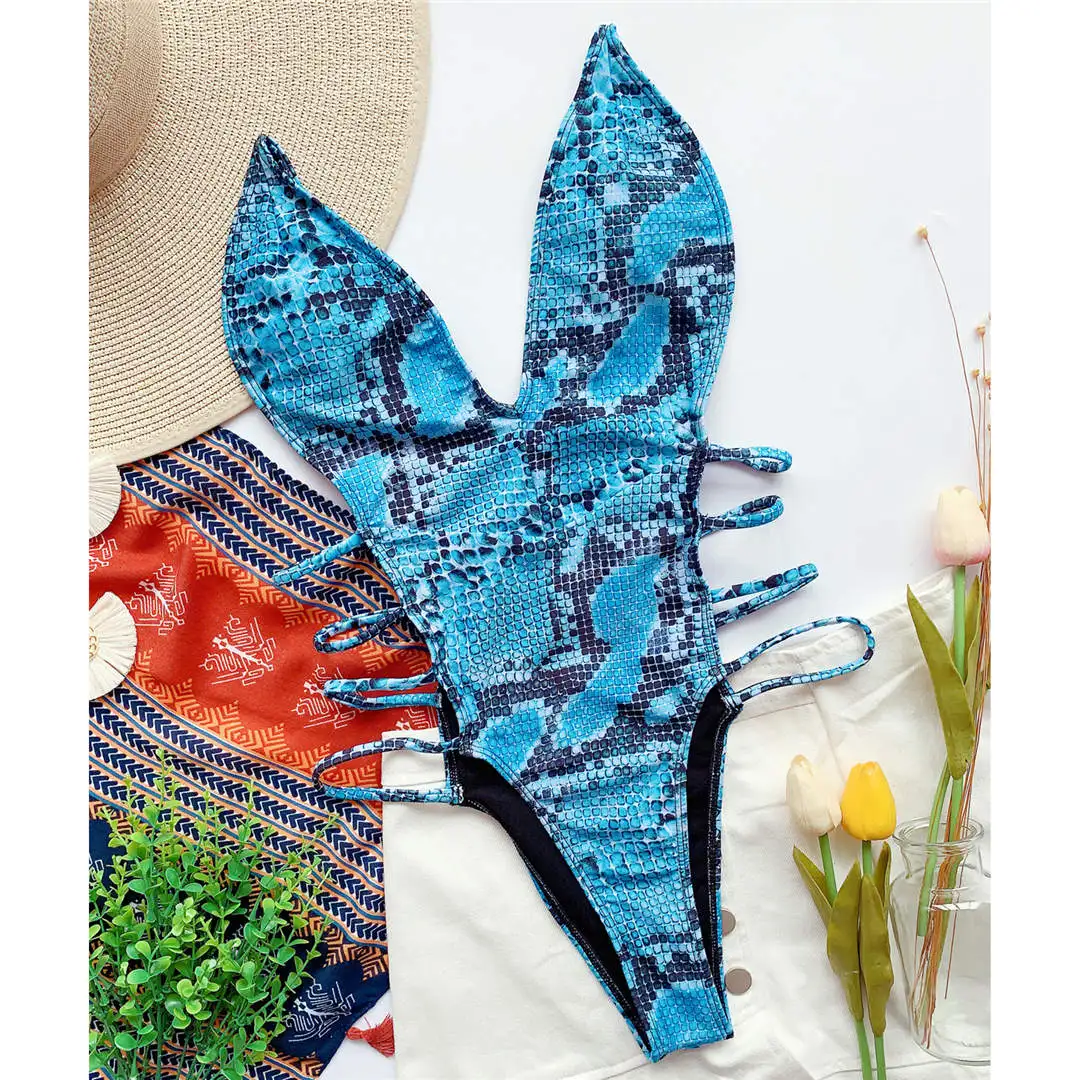 Neuer Sexy 2026 Schlangenhaut-Monokini Damen-Badeanzug Einteiliger Badeanzug mit Hohem Beinausschnitt und Tiefem V-Ausschnitt Badebekleidung für Damen V2344 – Detail 20