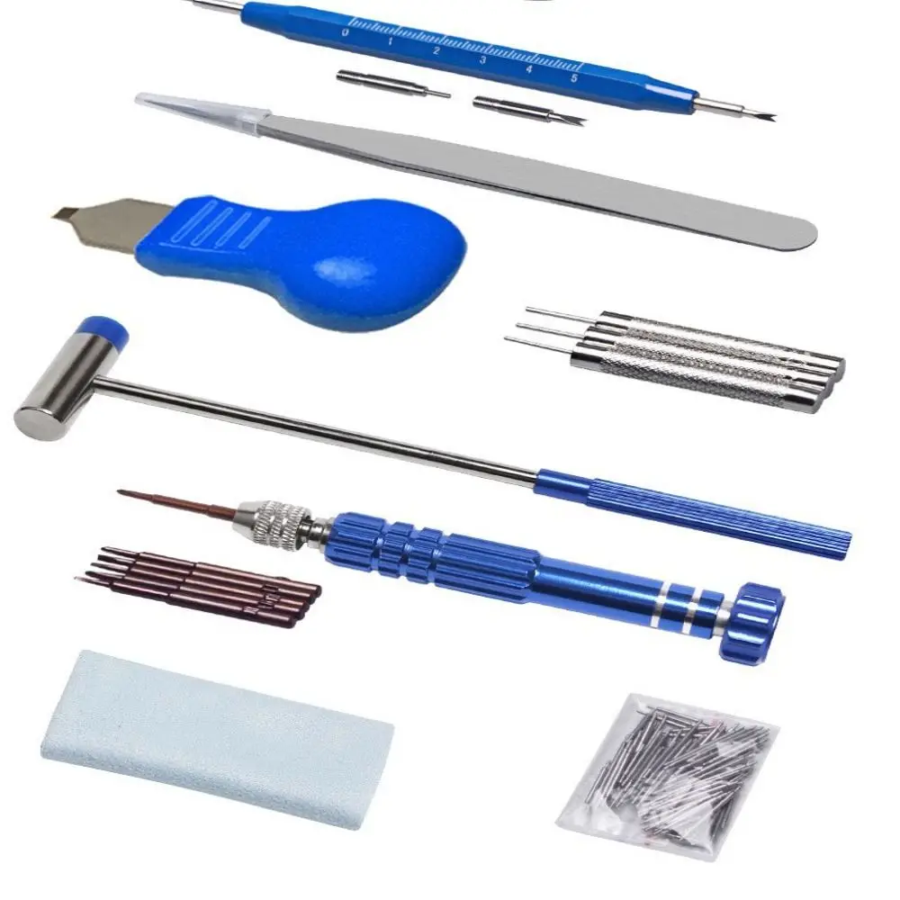 185 Pieces Carrying Case Watch Repair Kit Instruction Manual Multi-Function Watch Battery Replacement Tool
