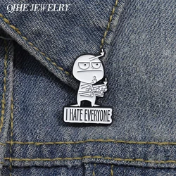 I Hate Everyone Brooch Enamel Pins Satirical Rude Gestures Character Brooches for Backpack Lapel Badge Jewelry Gift for Friends
