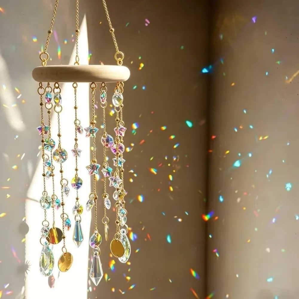 Gift Idea Hanging Crystal Sun Catcher Exquisite Elegant Window Hanging Decor Light Refraction Retro Wind Chime Birthday Gift