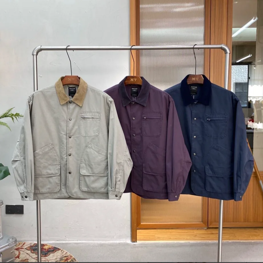 

Spring Retro Corduroy Patchwork~Multi Pocket Washed Hunting Suit Workwear Jacket Outdoor Camping Trekking Training Sports Coat