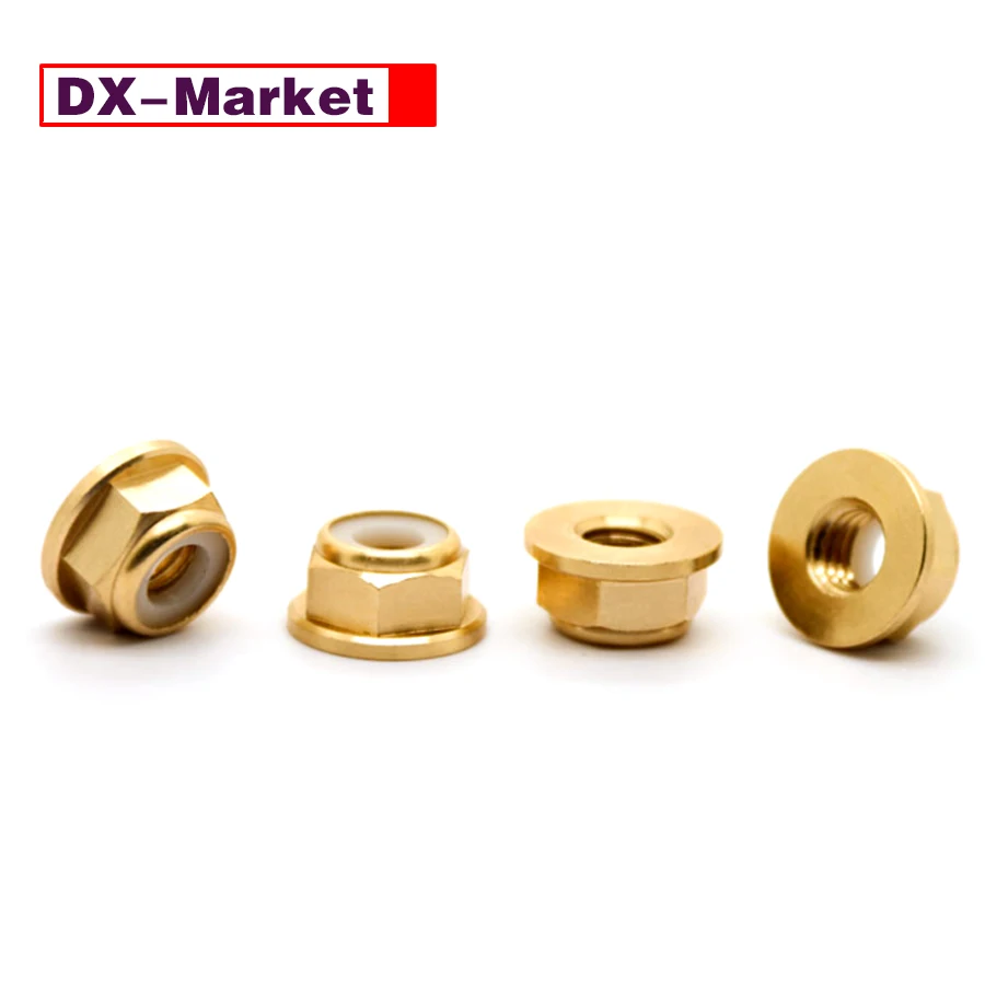 Brass Flange Nylon Insert Nut , M2-M8 Flange Lock Nuts .B017