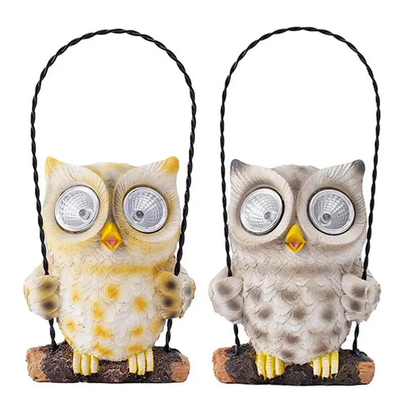 Garden Owl Waterproof Solar Light Outdoor Hangings Lantern For Smart Photosensitive Lighting Non Slip Base Waterproof Lamp Resin