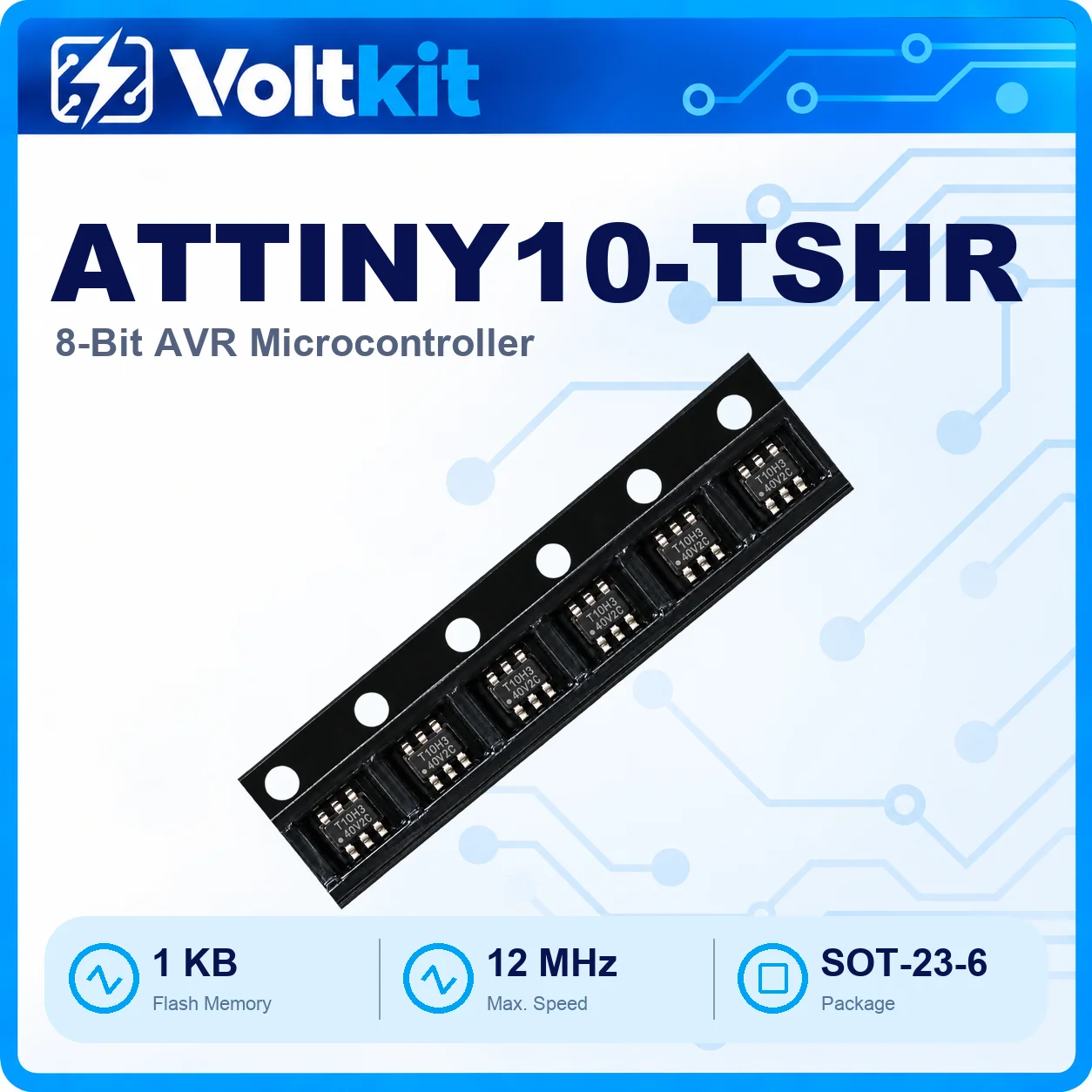 5PCS ATTINY10-TSHR ATTINY10 SOT-23-6 SOT23-6 8-bit AVR Microcontroller MCU 1KB Flash