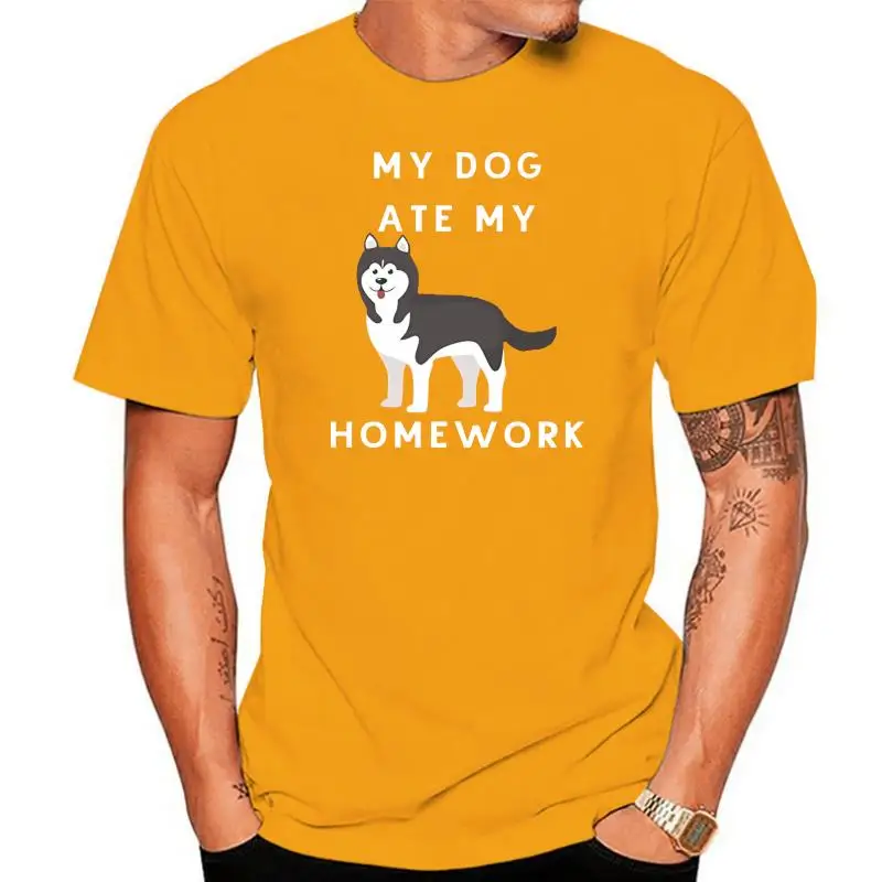 

t shirt My Dog Ate My Homework T-Shirt for Husky Owners Men's Cotton T-shirt