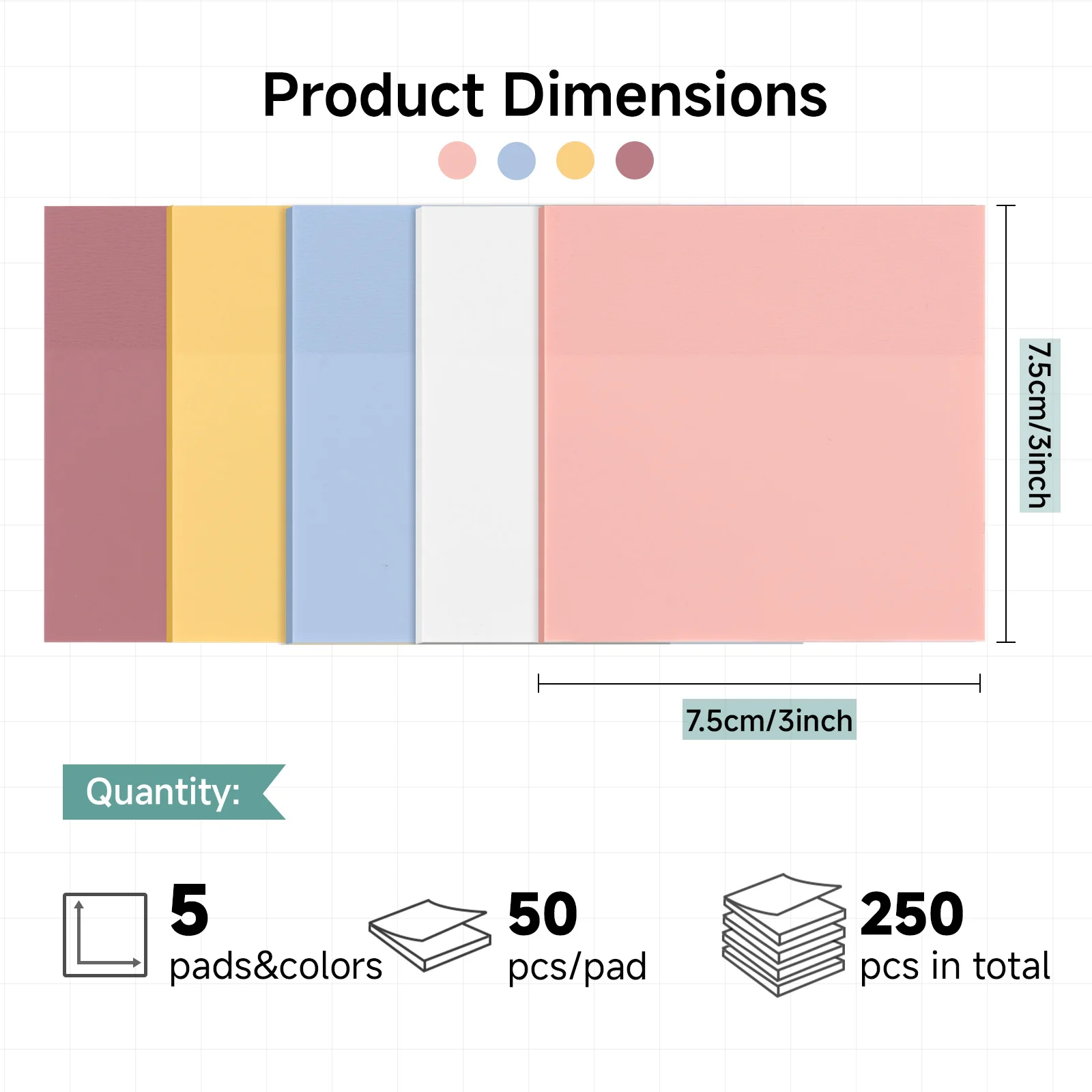 100 Sheets Waterproof Transparent PET Sticky Notes Pads Multi-Color See-Through Memo Notes for School & Office Supplies