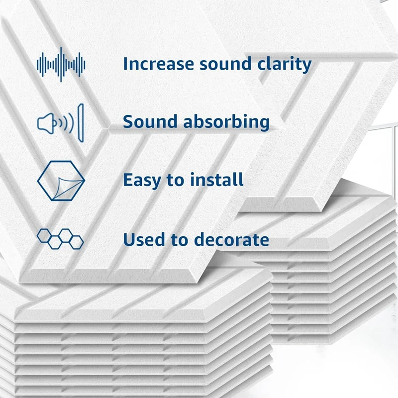 Top-12 Pack Self Adhesive Acoustic Panels, 14 X 12 X 0.4Inch Soundproof Wall Panels, Sound Absorbing Panels