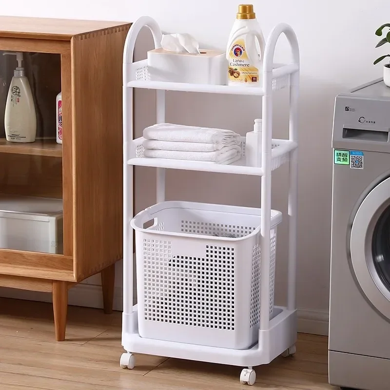 

Home large hamper laundry basket bathroom clothes storage basket multi-layer universal wheel rack sundries organizer mx10231400