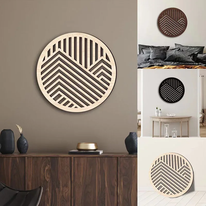

Irregularly Wooden Round Board Decoration Handmade Carving Pendant Room Wall Sticker Hollow Out Office Wall Hanging Ornaments
