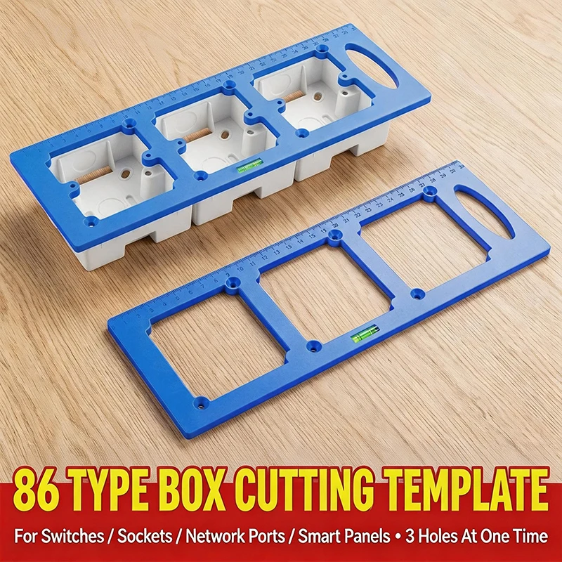 86 Type Electrical Box Cutout Template 3-Hole Socket Junction Box Marking Ruler Electrician Tool