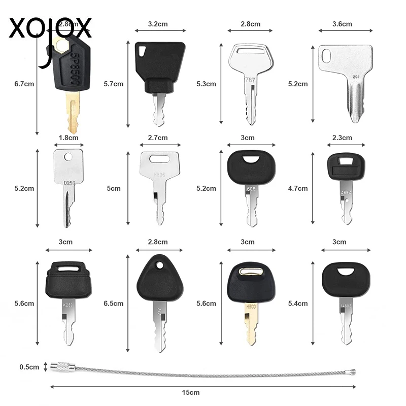 XOJOX Excavator Heavy Equipment Construction Ignition Key 12Pcs For Caterpillar Jcb Yanmar Kobelco Volvo BOBCAT Hitachi Komatsu