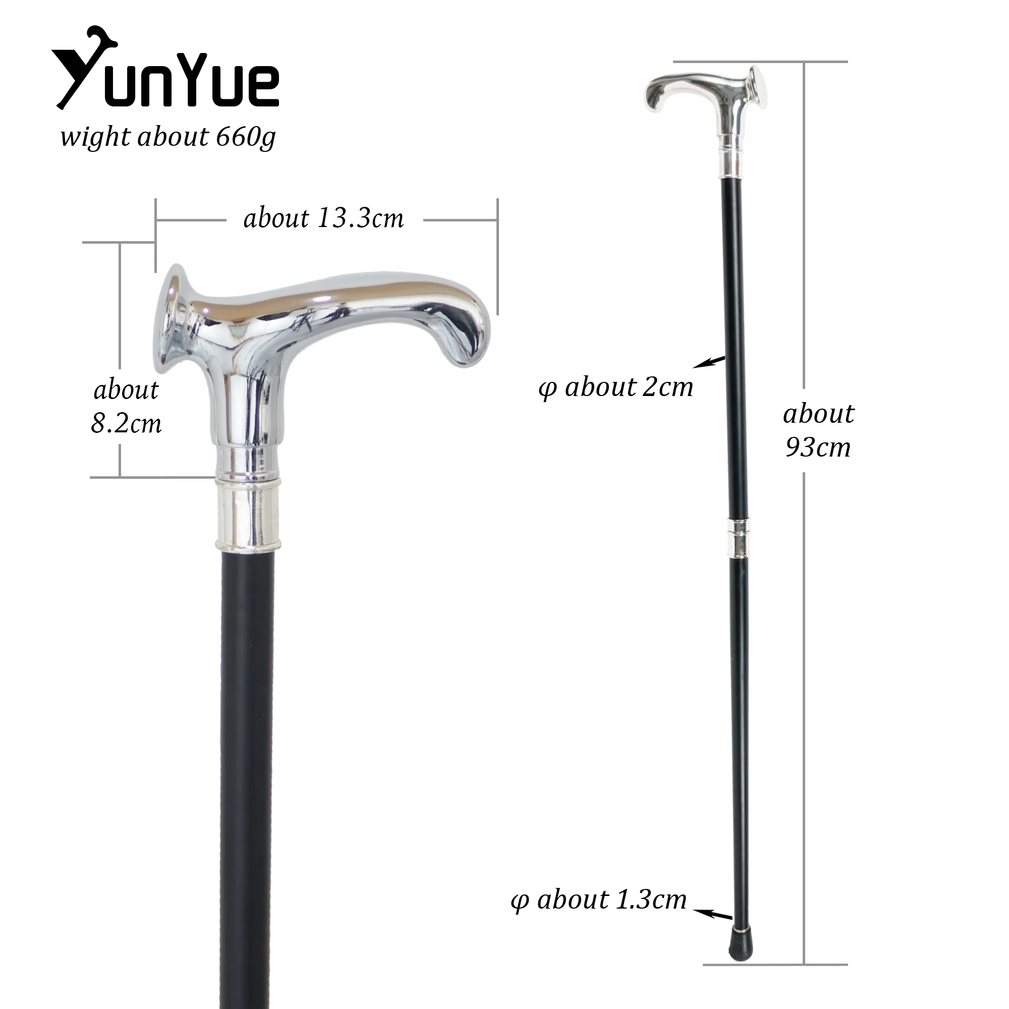 Vintage Luxury Silver-Handled Metal Walking Cane Gentleman Elegant Walking Stick Cos Photography Film Props Crutch Trendy Gifts