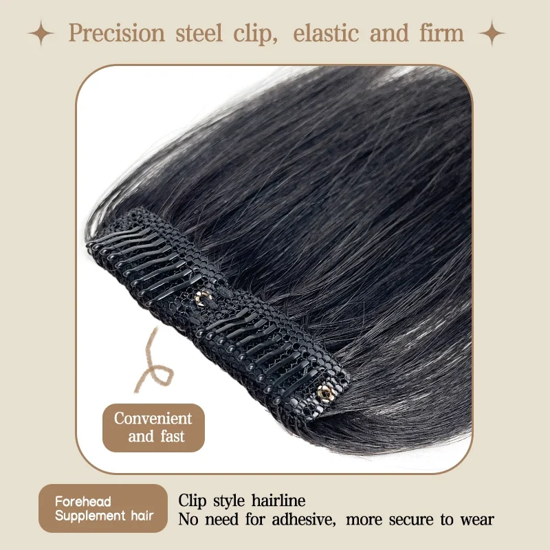 10cm Hair Bangs for Mens Clips in Real Hair Bang Cover High Forehead 100% Human Hair Bangs Fringe Extension for Volume