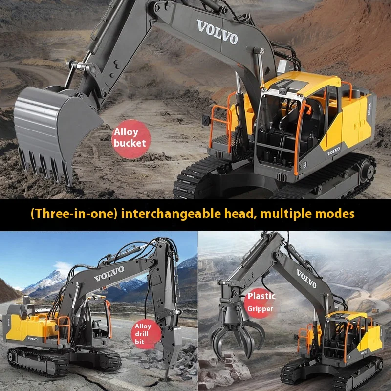 원격 제어 굴삭기 어린이 대형 엔지니어링 자동차 장난감 소년 합금 굴삭기 RC 자동차 어린이 휴가 선물 생일 선물