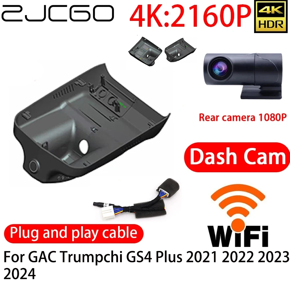 

ZJCGO 4K DVR видеорегистратор Wifi Передняя и задняя камера 24h монитор для GAC Trumpchi GS4 Plus 2021 2022 2023 2024