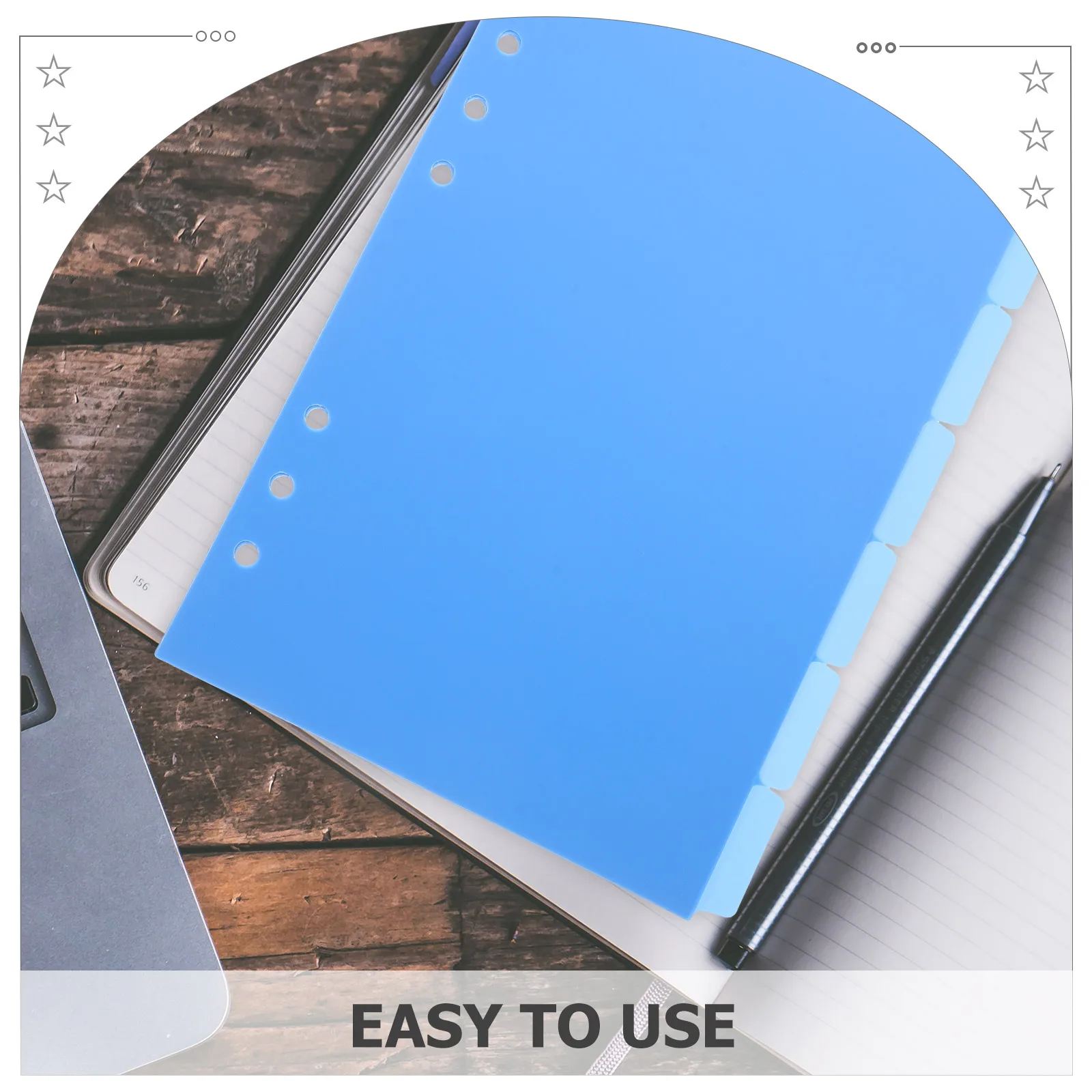 

6pcs A5 Blue PP Separator Pages Notebook Binder Dividers Detachable Tabs Organize Documents Plastic Index Dividers Replacement