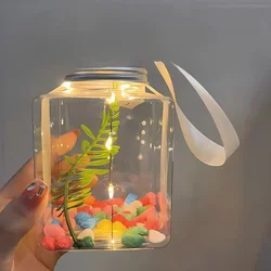 Mini Fish Bowls Betta Tank Small Ornamental Fish Live Pet Aquariums Cylinder High Transparency Fish Tank Aquarium Accessories