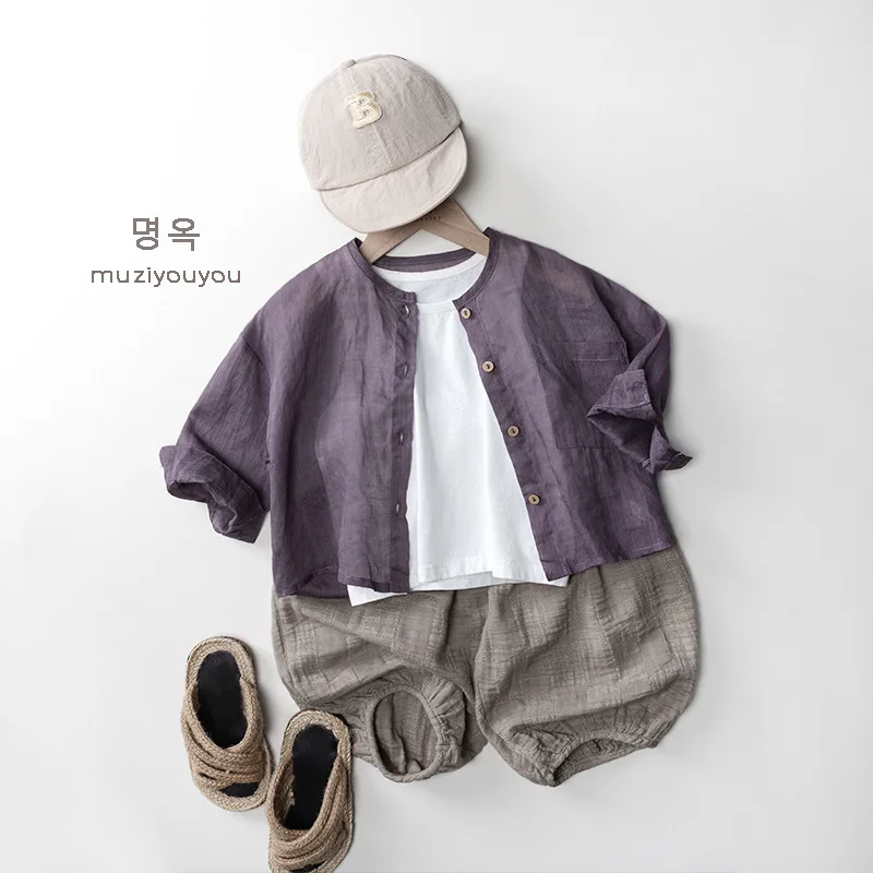 2026 Summer New Children Long Sleeve Coat Girls Thin Sunscreen Jacket Cotton Breathable Baby Boys Casual Cardigan Kids Clothes