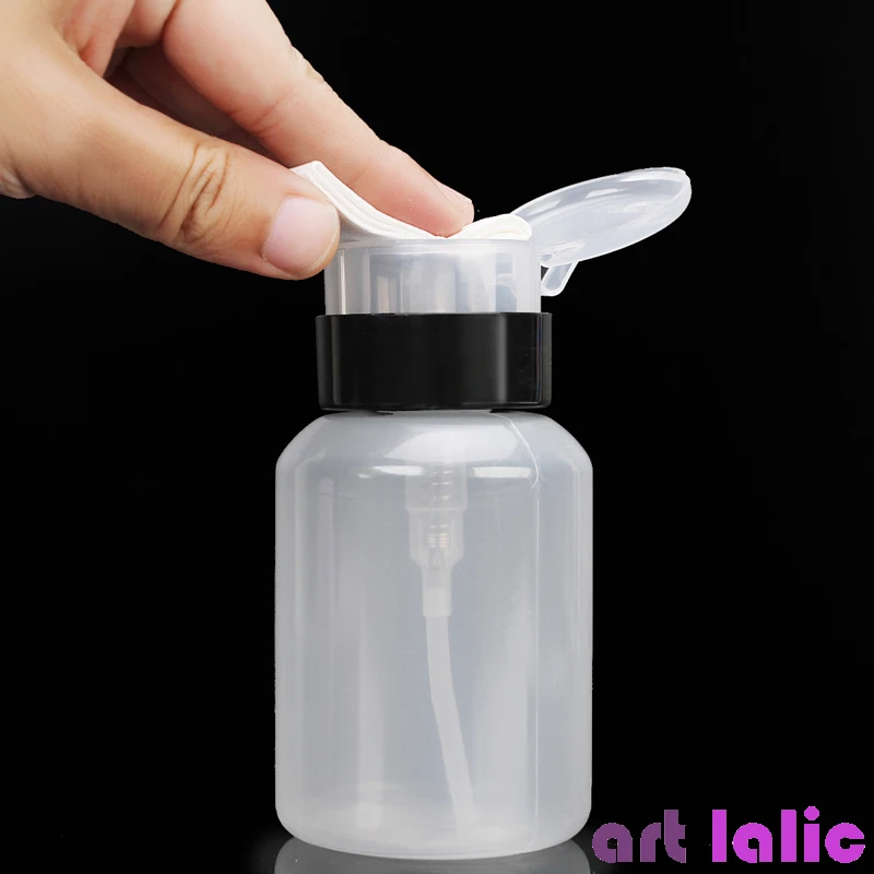 

210ml Clear Refillable Bottles Pump Dispenser Nail Art Polish Gel Remover Cleaner Empty Acetone Liquid Makeup Tools