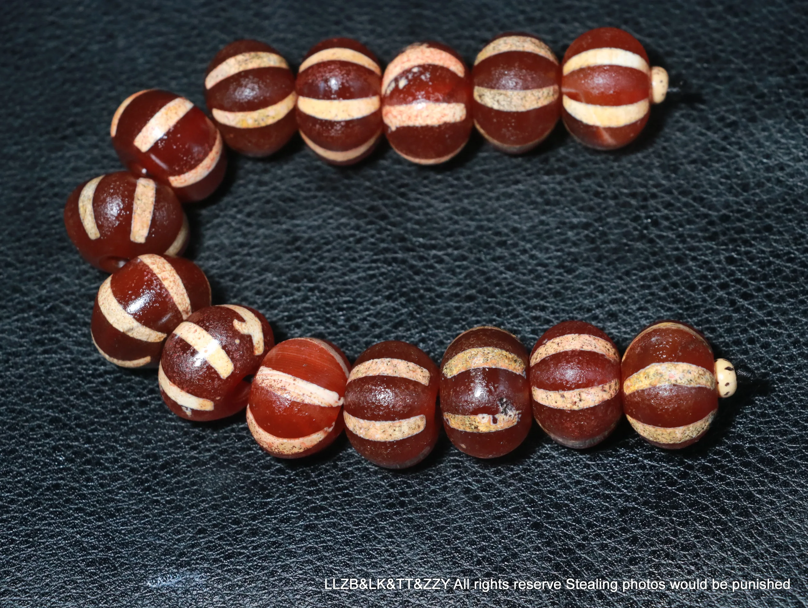 

royal Energy Set of 14 Magic Tibetan old Agate Pumpkin Vein Wide Hole Abacus Shape dZi Bead Amulet For Making Jewelry Timestown