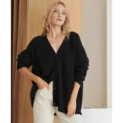 Nuove donne Cardigan con scollo a v cappotto lavorato a maglia monopetto 2023 autunno inverno maglione cappotto Top donna manica lunga solido maglione sciolto