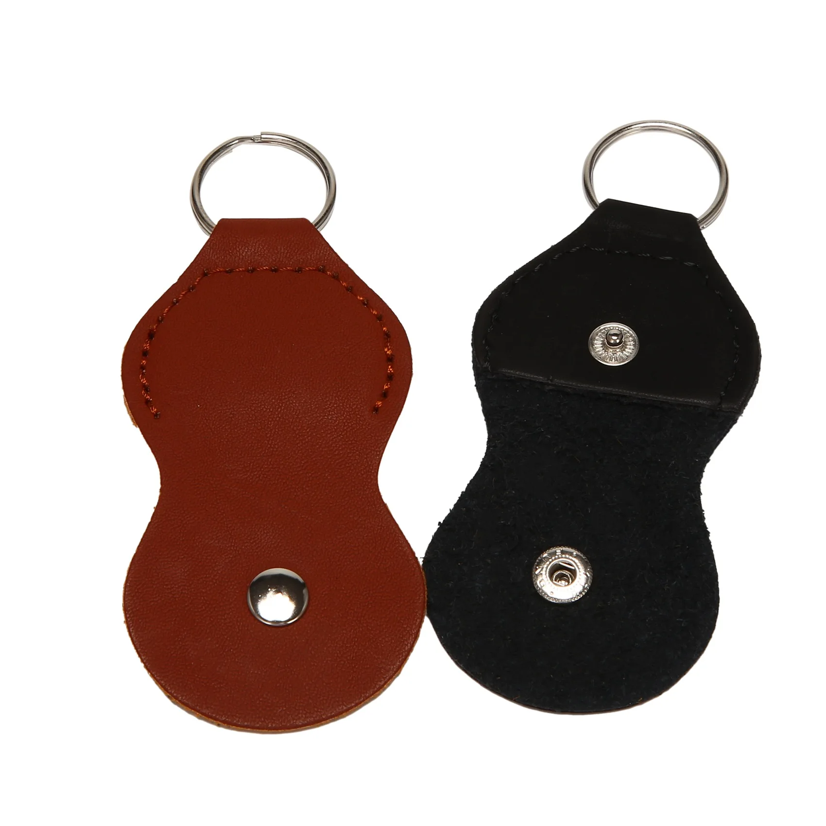 Guitar Picks Holder Case - Leather Keychain Plectrum Key Fob Cases Bag (2 Pack - black,brown)