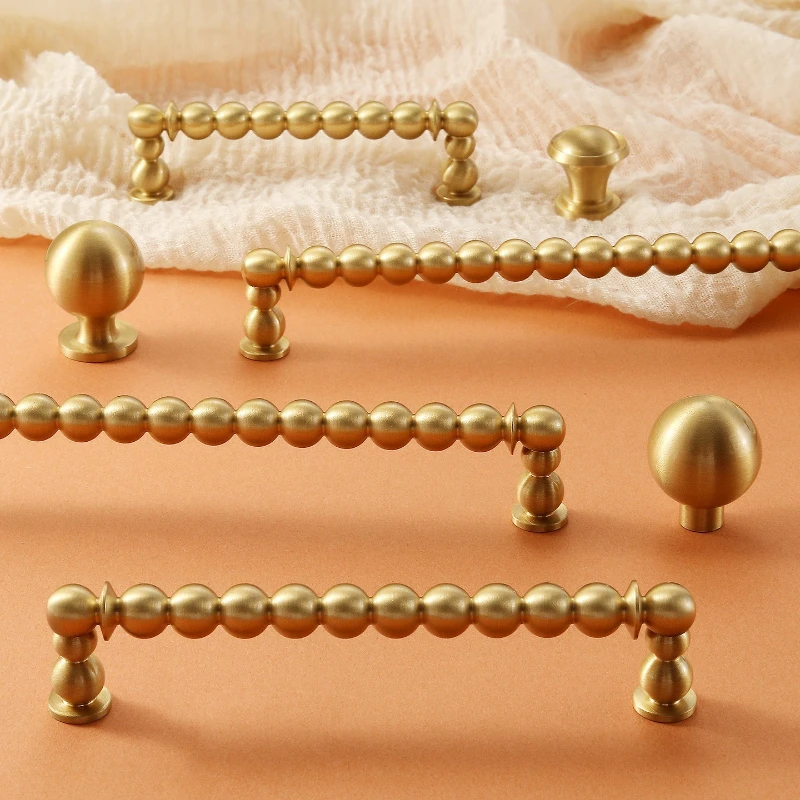 French Globe Strand Furniture Handles Golden Bedroom Wardrobe Door Handles Brass Kitchen Cabinet Handles Shoe Cabinets Pulls